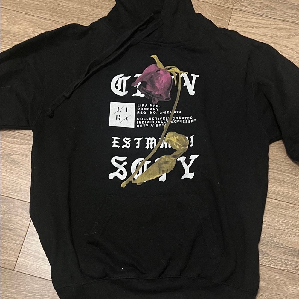 Lira Black Hoodie with Bold Floral Graphic